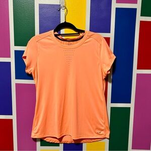 CHAMPION Short Sleeve Coral Cut-Out Back Athletic Tee Large side pocket